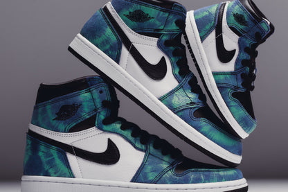 Air Jordan 1 High OG (PS) "Tie-Dye" - White/Black/Aurora Green