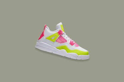 Air Jordan 4 Retro SE (PS) "Lemon Venom" - White/Pink Blast