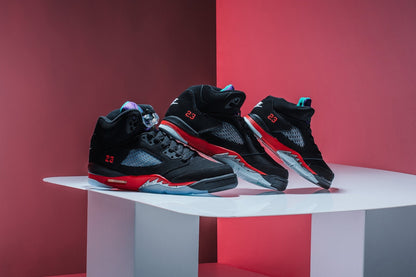Air Jordan 5 Retro (TD) "Top 3" - Black/New Emerald/Fire Red/Grape Ice