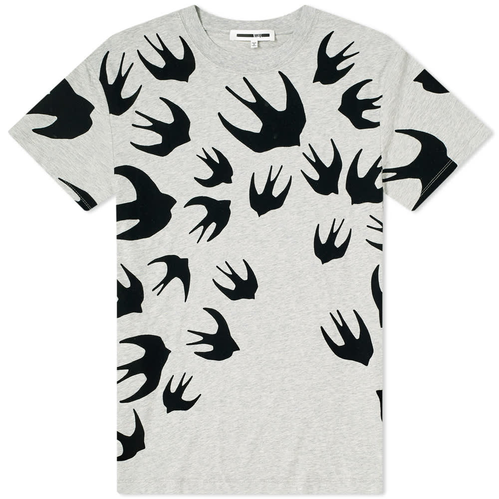 Alexander McQueen Flocked Swallow T-Shirt