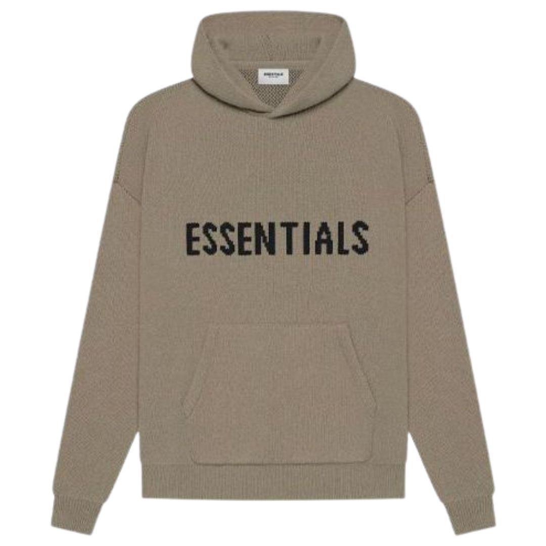 ESSENTIALS FOG KNIT HOODIE TAUPE SS21