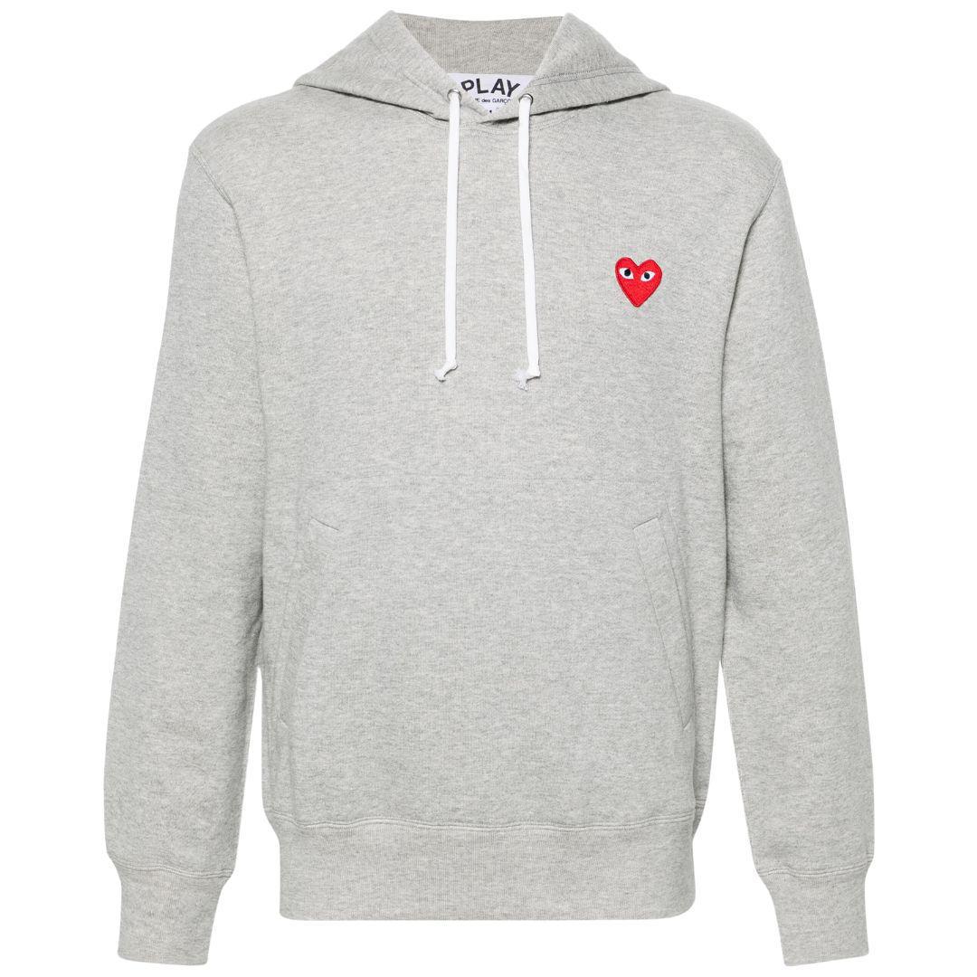 COMME DES GARÇONS PLAY RED EMBLEM HOODIE GREY