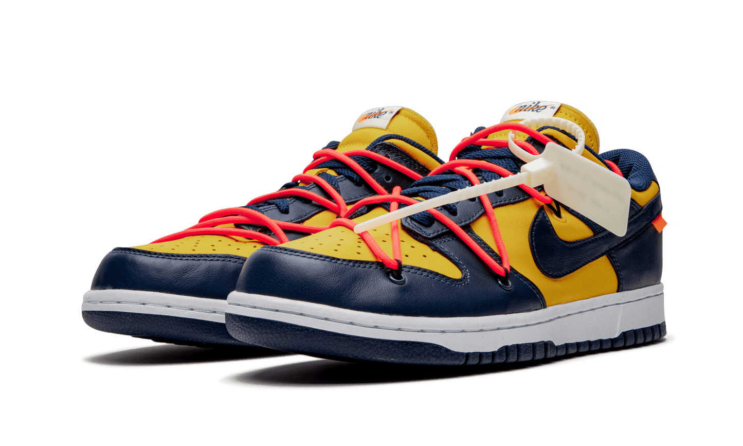 NIKE X OFF WHITE DUNK LOW UNIVERSITY GOLD / NAVY