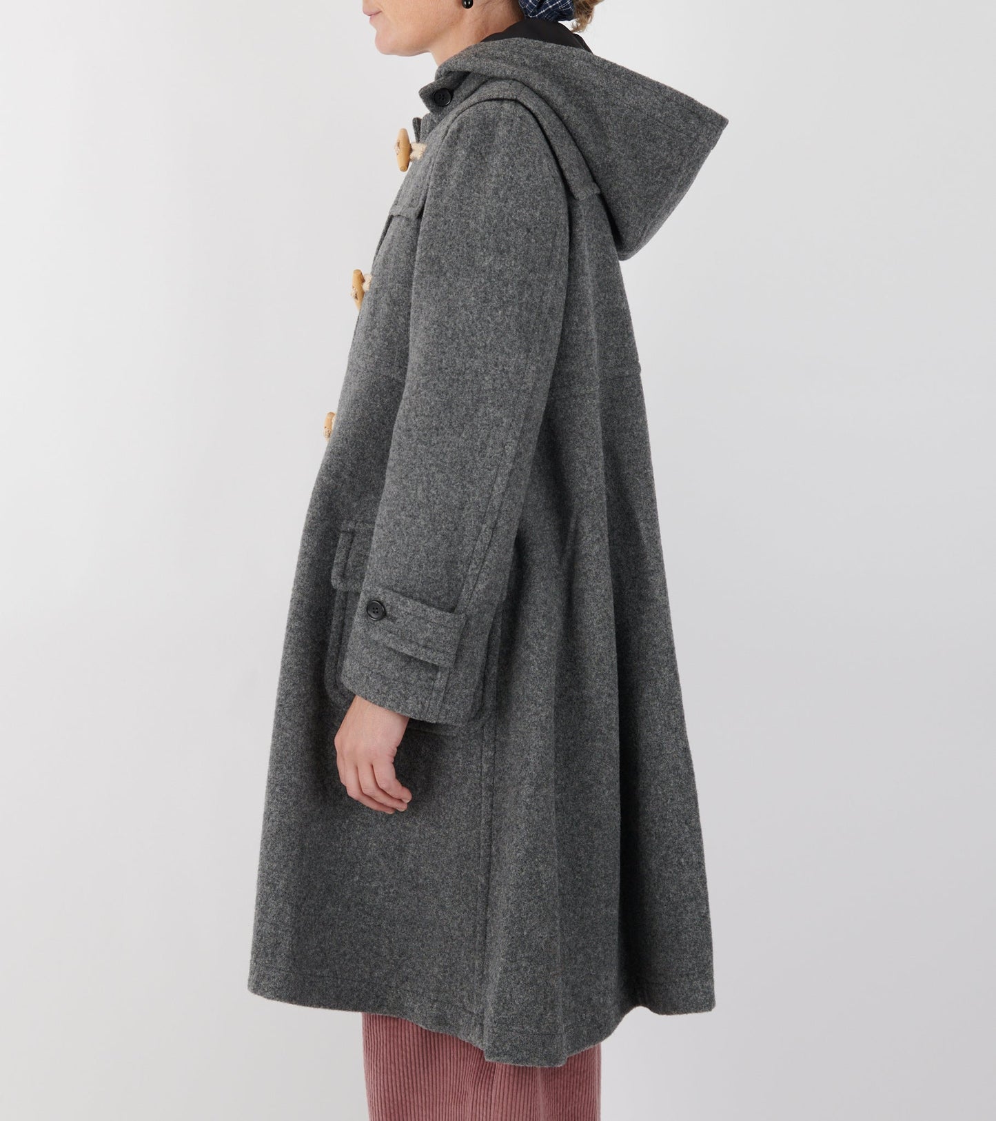 Hooded Wool Coat Grey