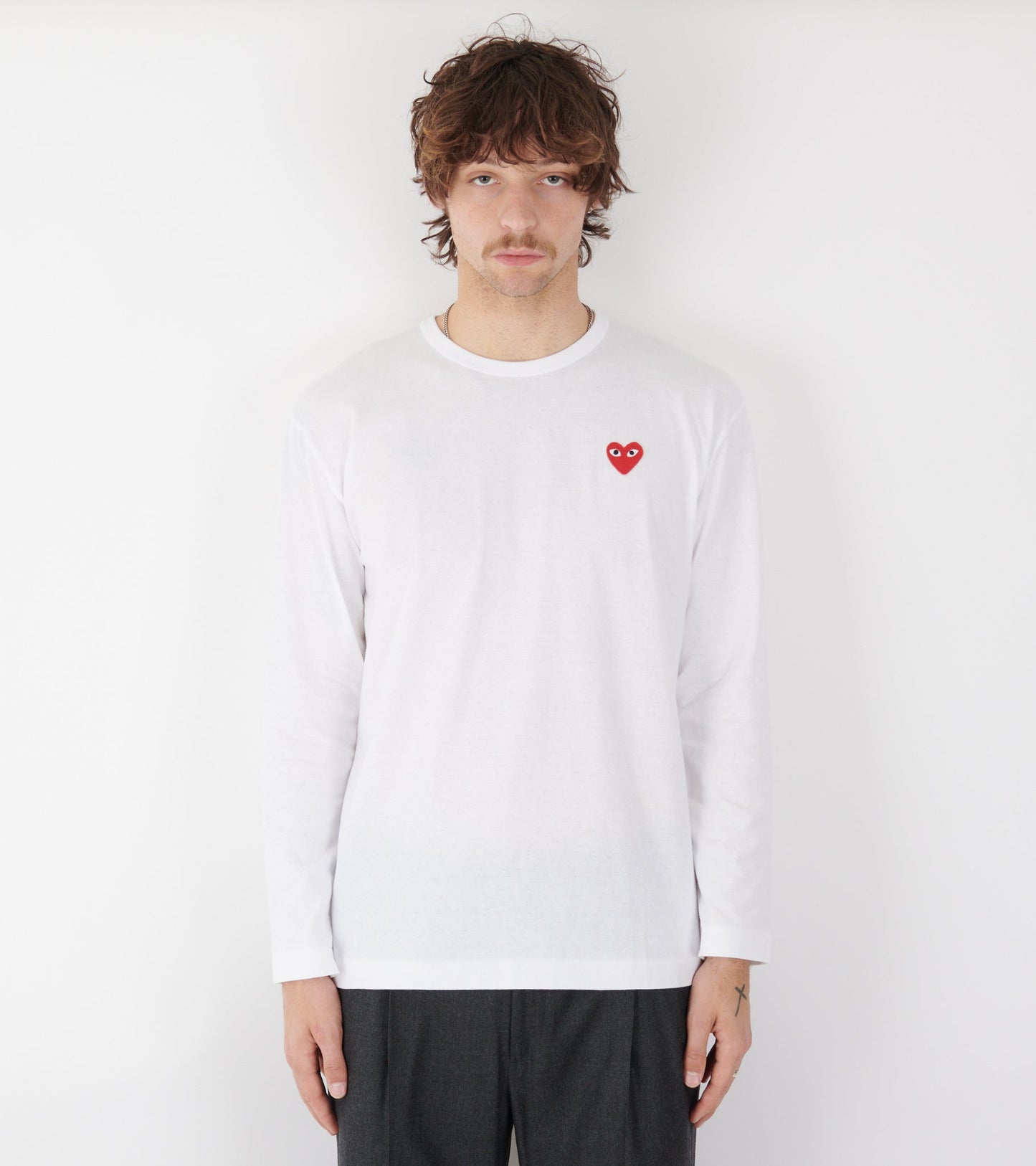U Red Heart LS T-Shirt White