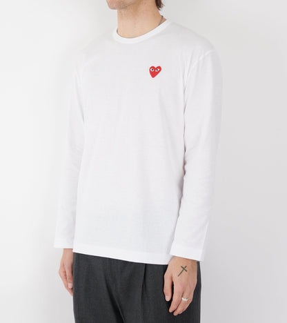 U Red Heart LS T-Shirt White