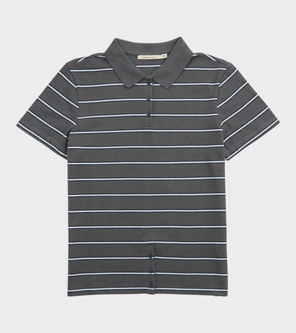 Julieta Striped S/S Polo Dark Grey