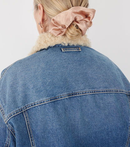 Denim Shearling Jacket Mid Blue