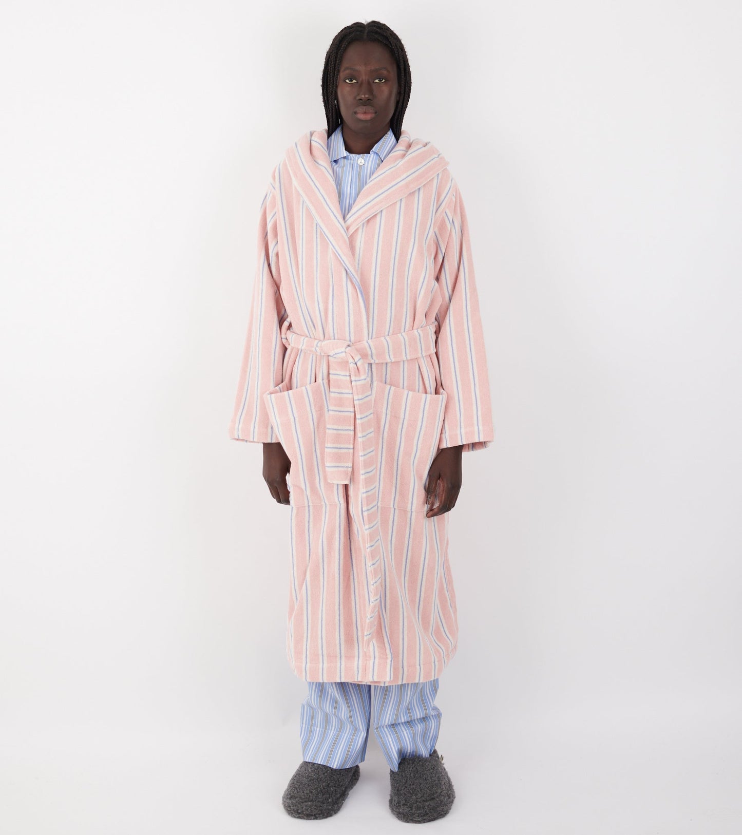 Hooded Bathrobe Candy Stripes