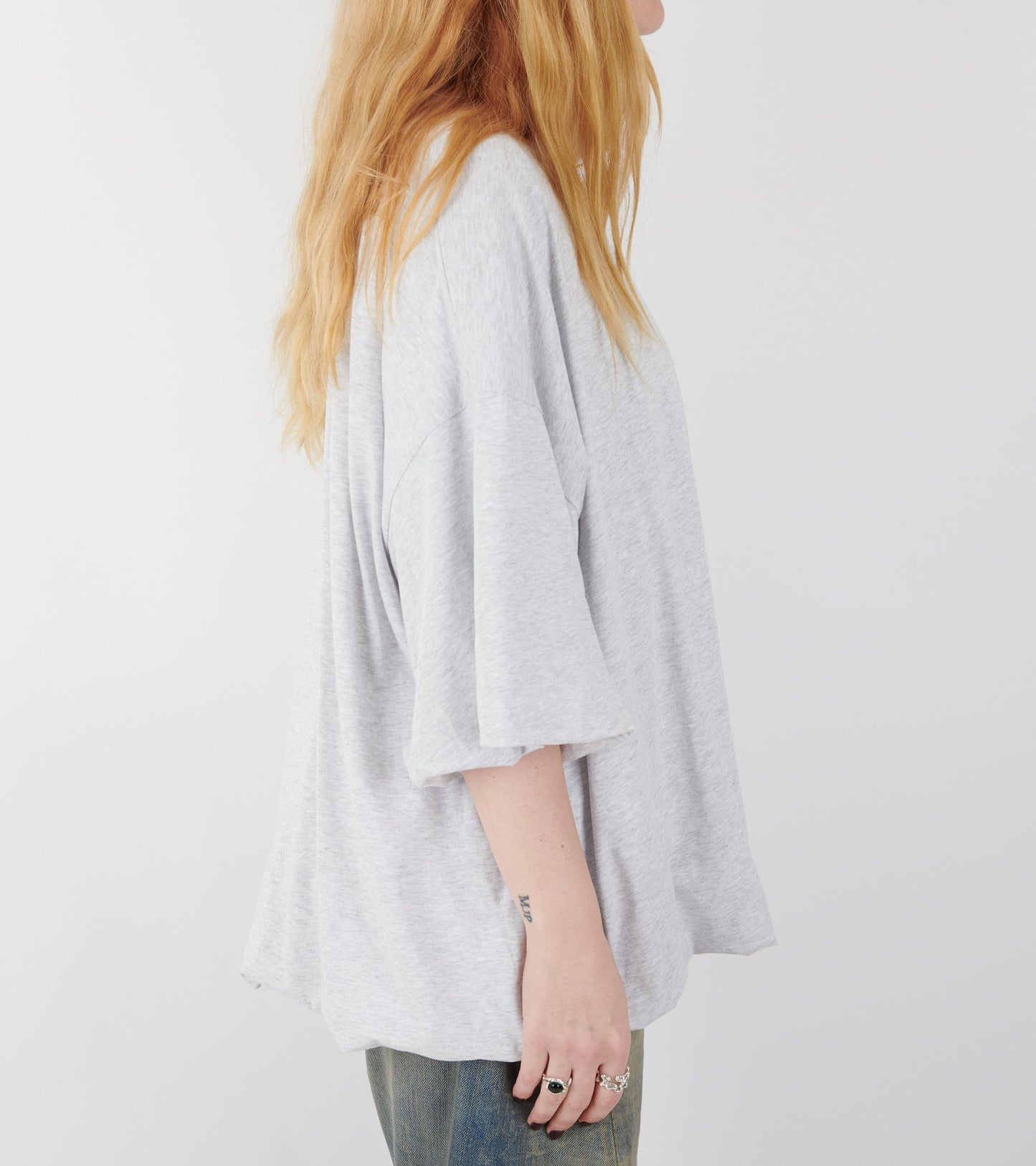 Gathered Logo T-shirt Grey Melange