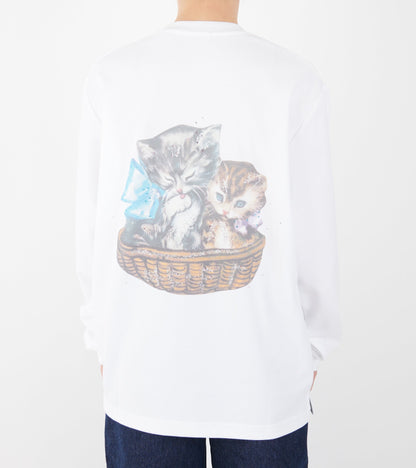 Oversized L/S Cat T-shirt White