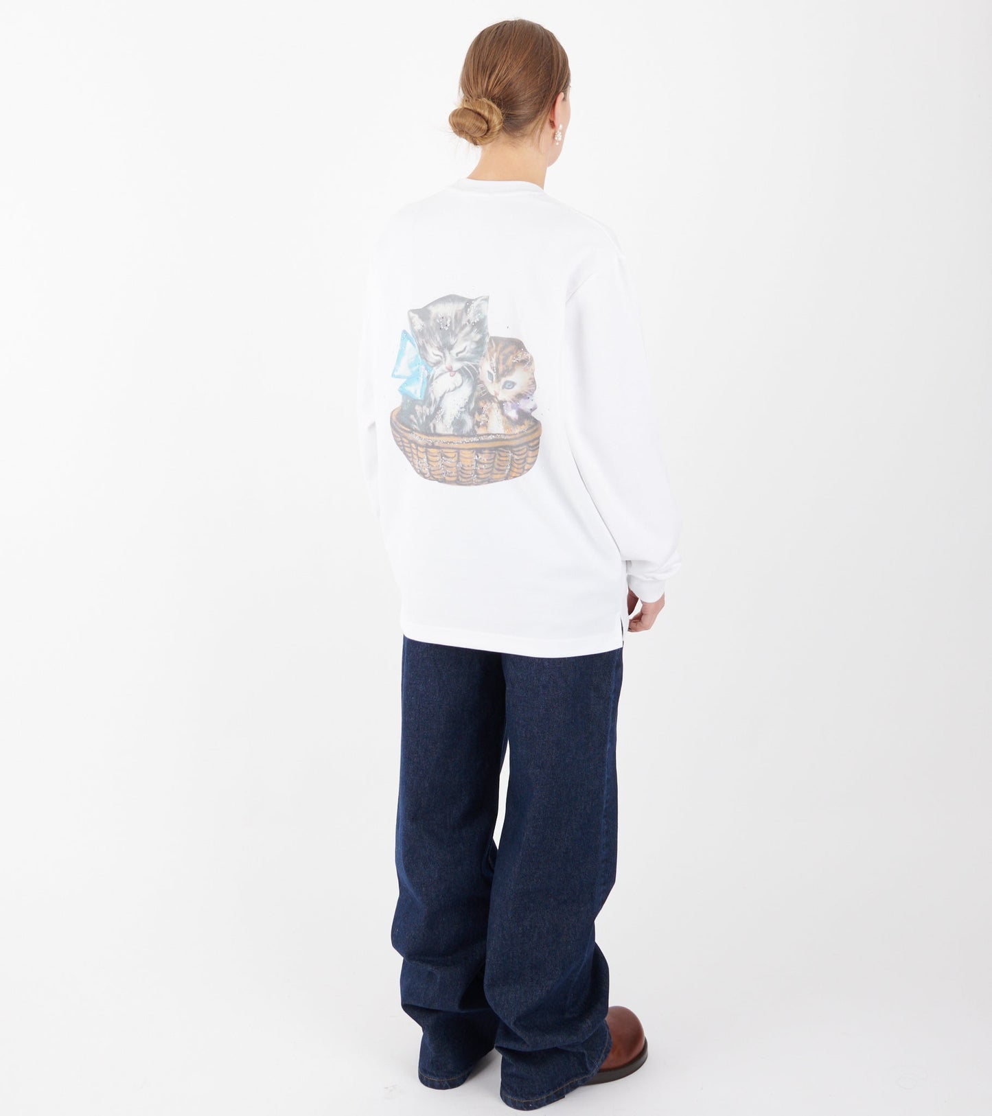 Oversized L/S Cat T-shirt White