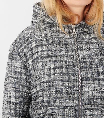 Bouclé Hooded Zip-up Jacket Classic Grey