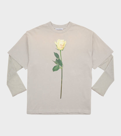 Layered Print T-shirt Light Grey
