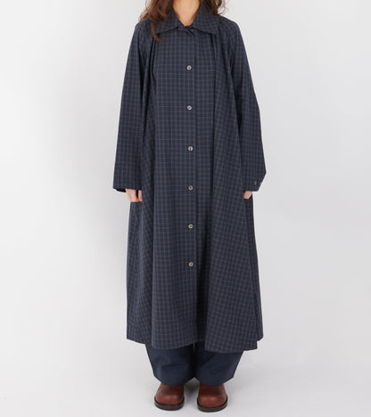 Japanese Cotton Seersucker Kit Dress Navy Check