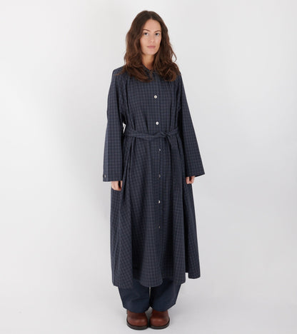 Japanese Cotton Seersucker Kit Dress Navy Check