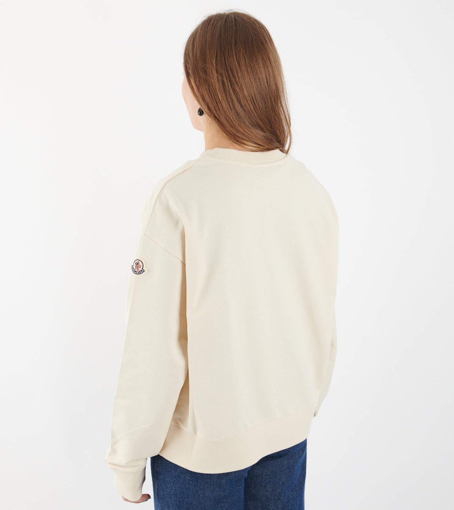Embroidered Logo Cotton Sweatshirt White Ivory