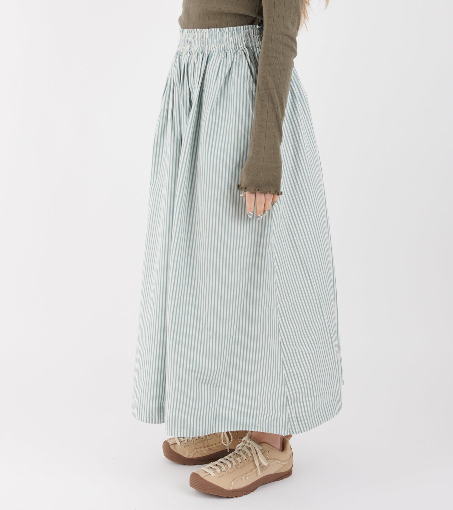 Dagny Skirt White/Aqua Stripe