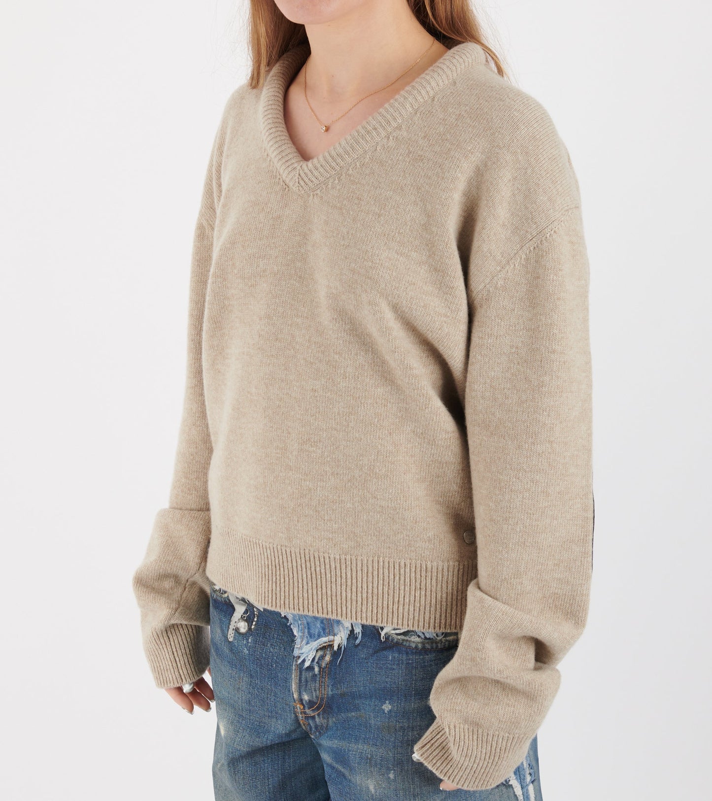 Open Back Wool Knit Beige