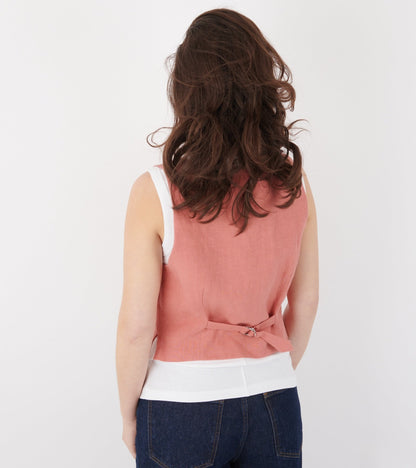 Linen Vest Raspberry