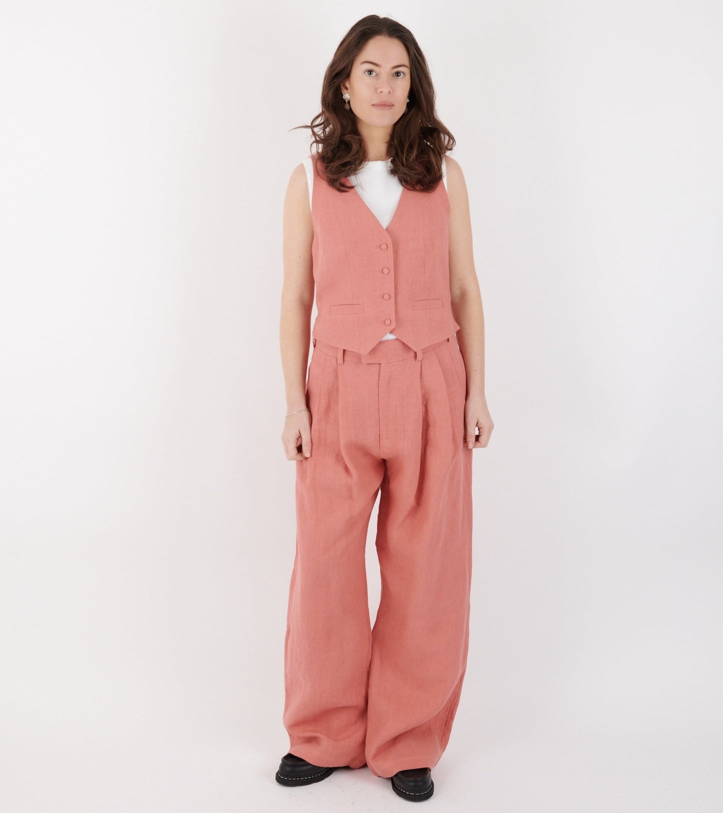 Linen Vest Raspberry