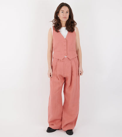 Linen Vest Raspberry