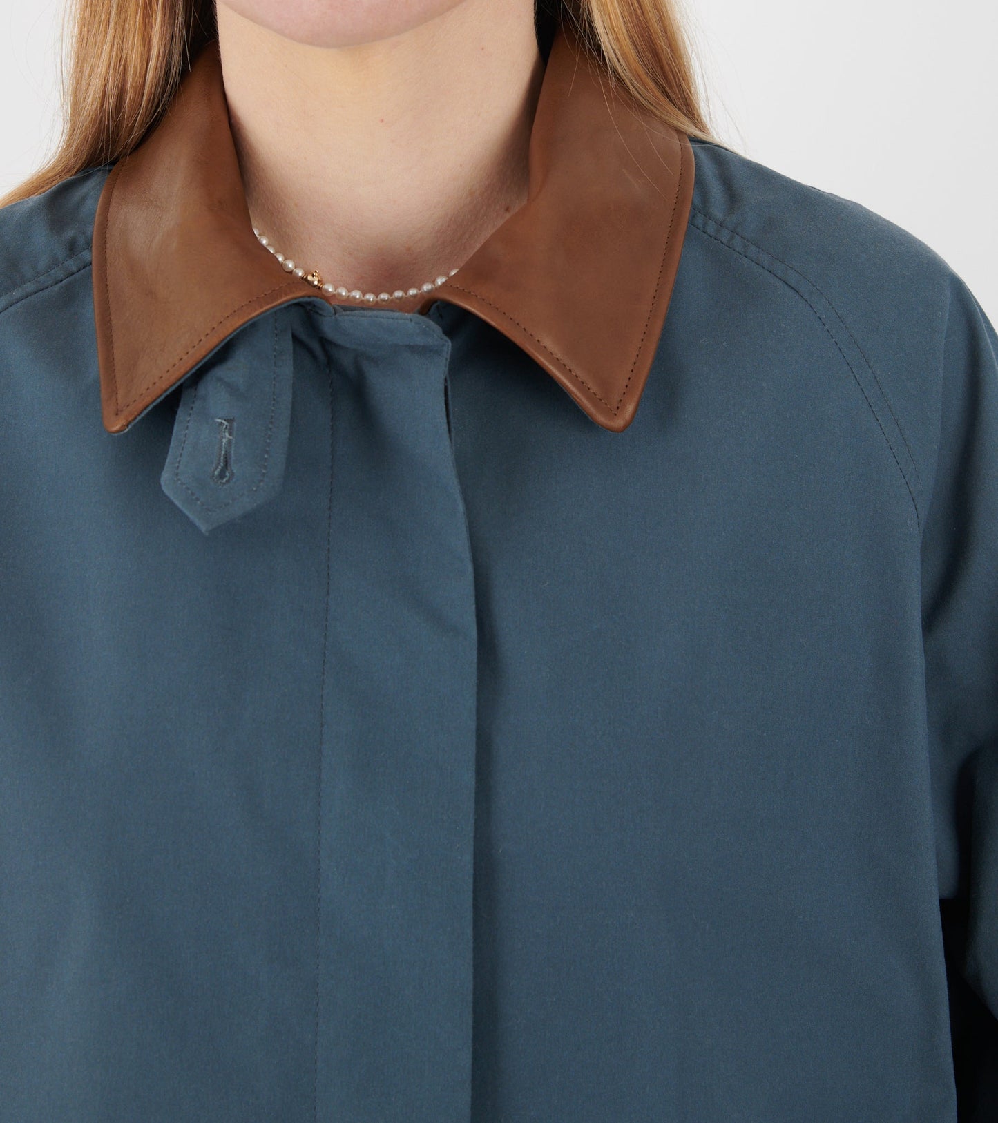 Waxed Cotton Mac Coat Dove Blue