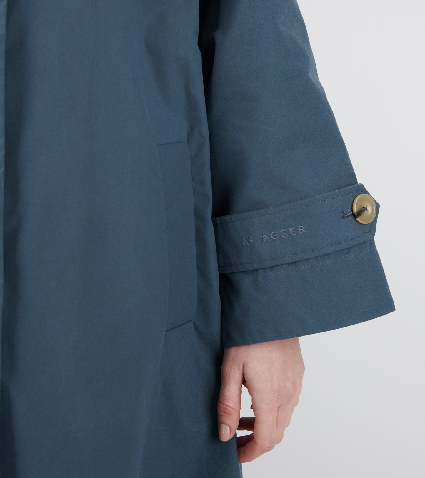 Waxed Cotton Mac Coat Dove Blue