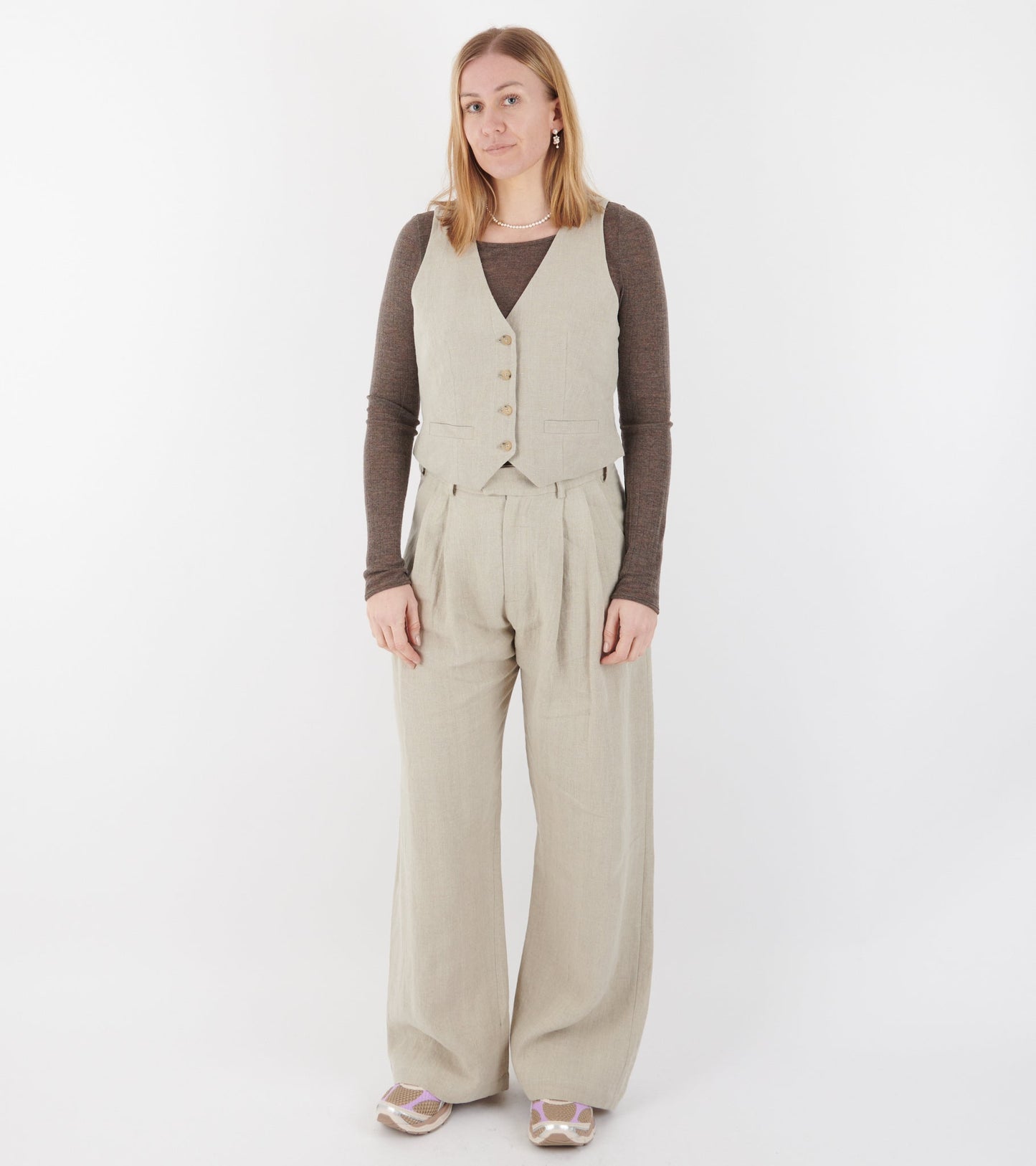 Linen Wide Box Pants Nature