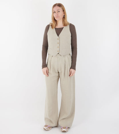 Linen Wide Box Pants Nature