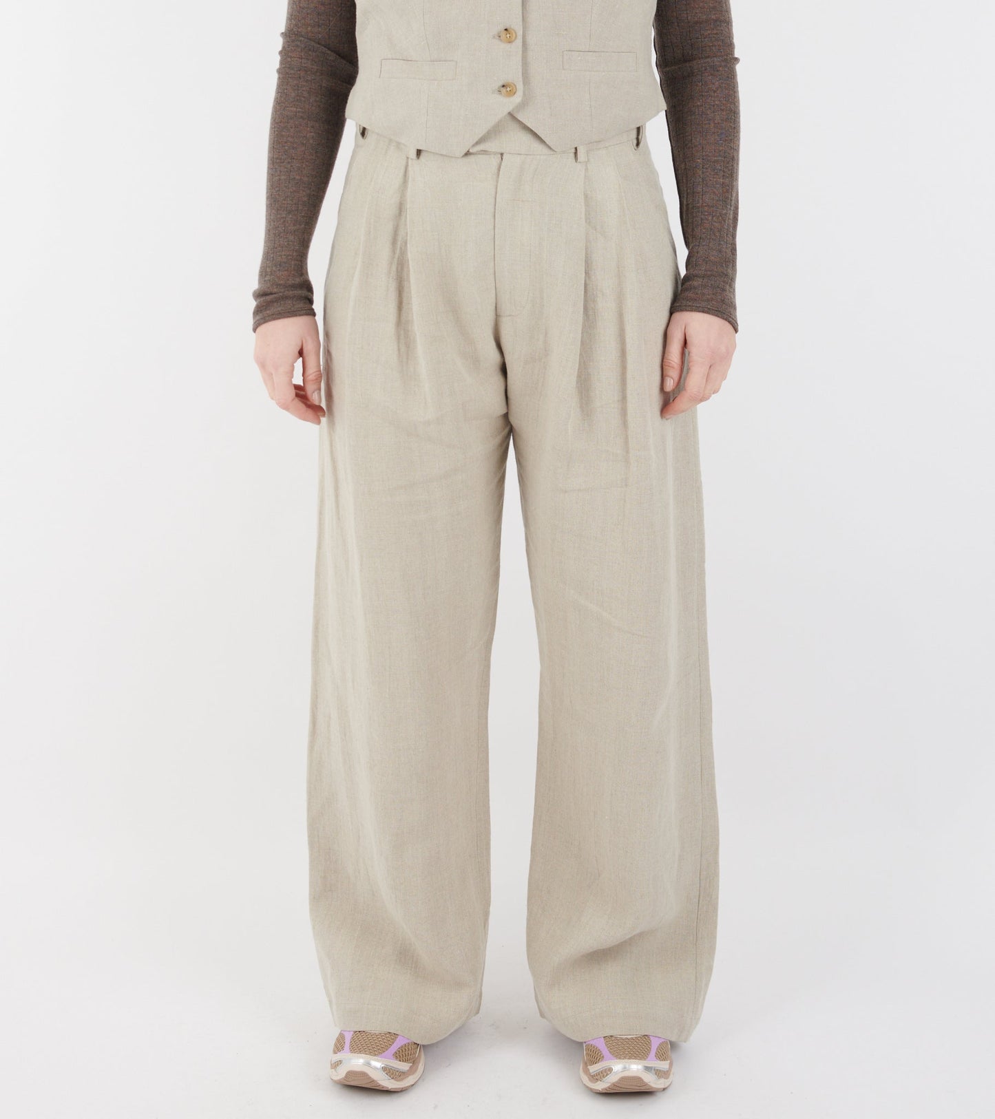 Linen Wide Box Pants Nature