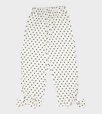 Coco Pants W. Bows White/Black Dots