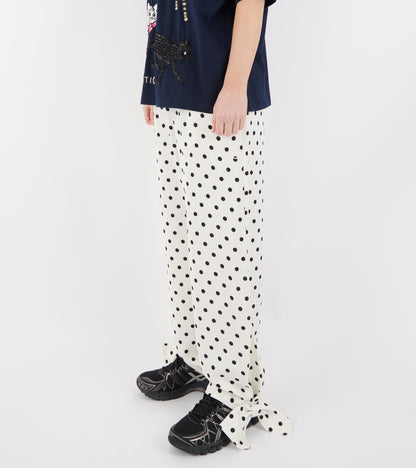 Coco Pants W. Bows White/Black Dots