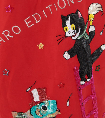 Anna Coat Cat On Ladder Red
