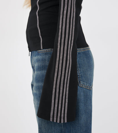 Zoe Track Blouse Black