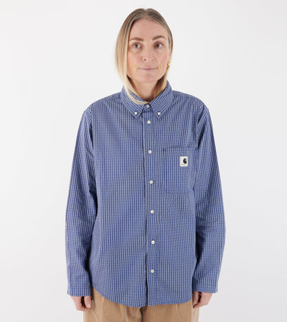 W L/S Cotton Poplin Groff Shirt Check Blue