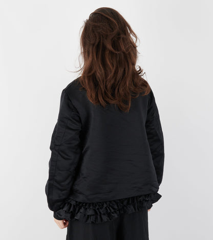 Ruffle Bomber Jacket Black