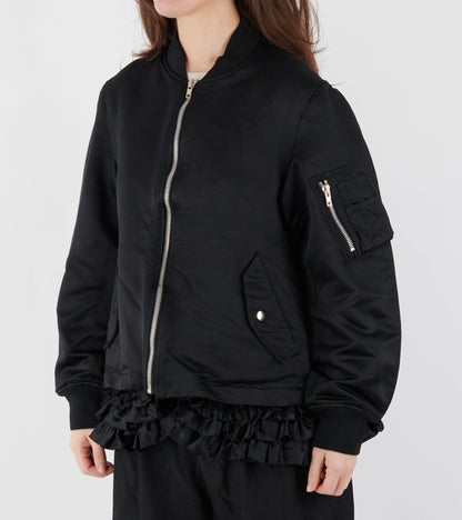 Ruffle Bomber Jacket Black