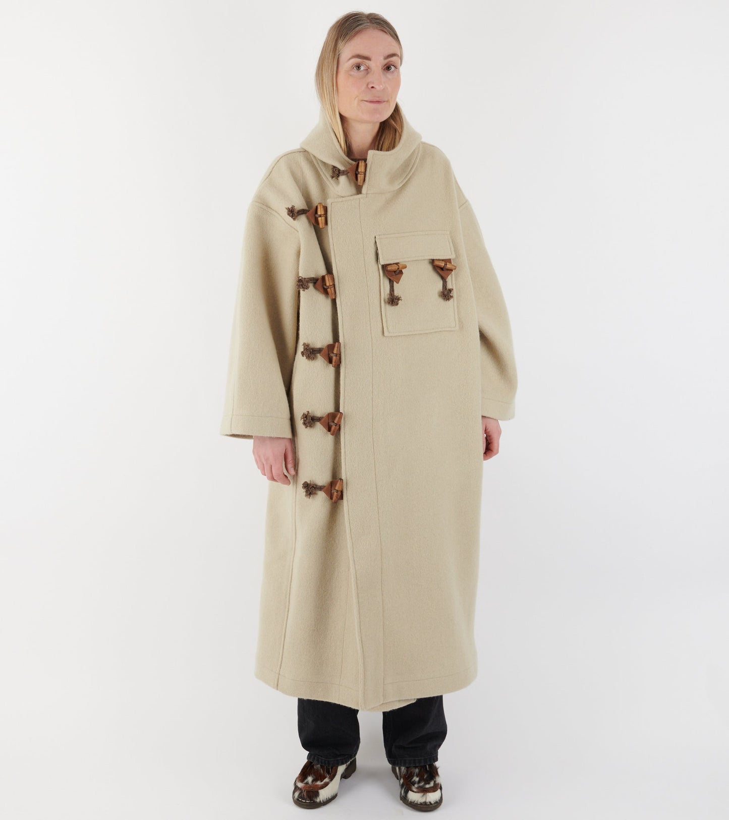 Klippan Boiled Wool Duffle Coat Oatmeal