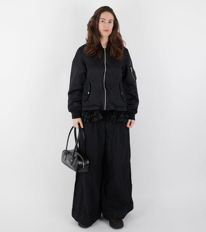Ruffle Bomber Jacket Black
