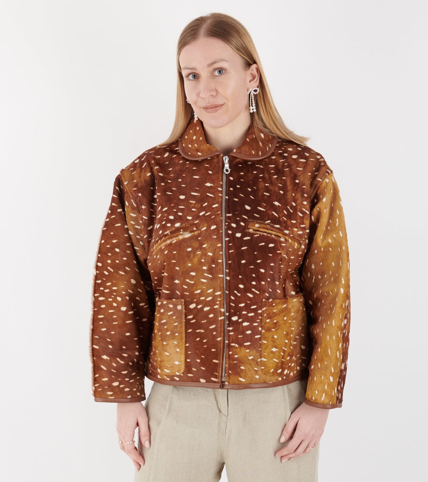 Deer Print Flying Jacket Brown
