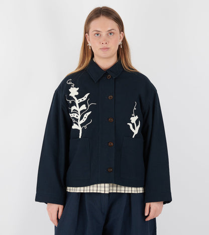 Applique Pea Shoot Jacket Dark Denim