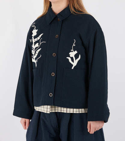Applique Pea Shoot Jacket Dark Denim