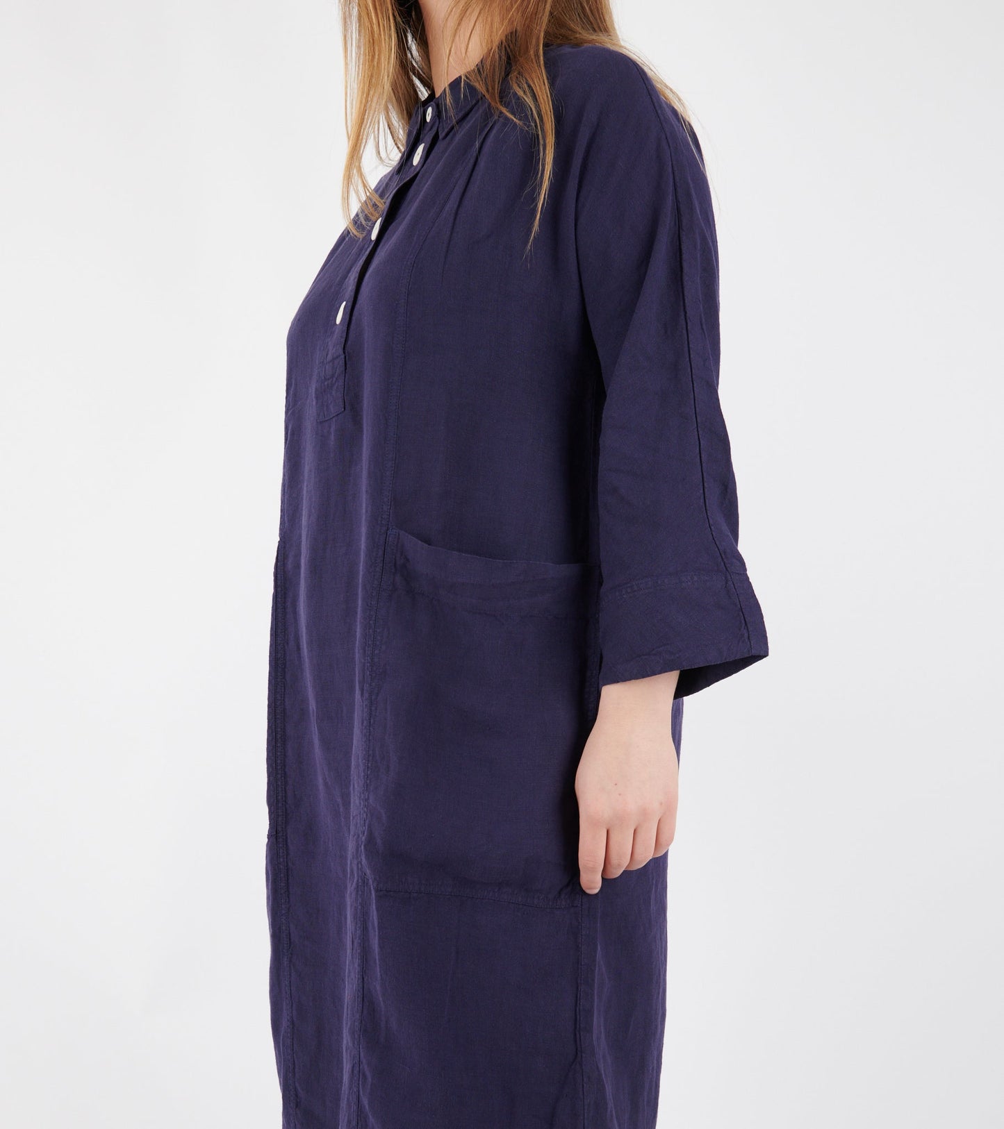 Garment Dyed Linen Tunic Dress Blueberry
