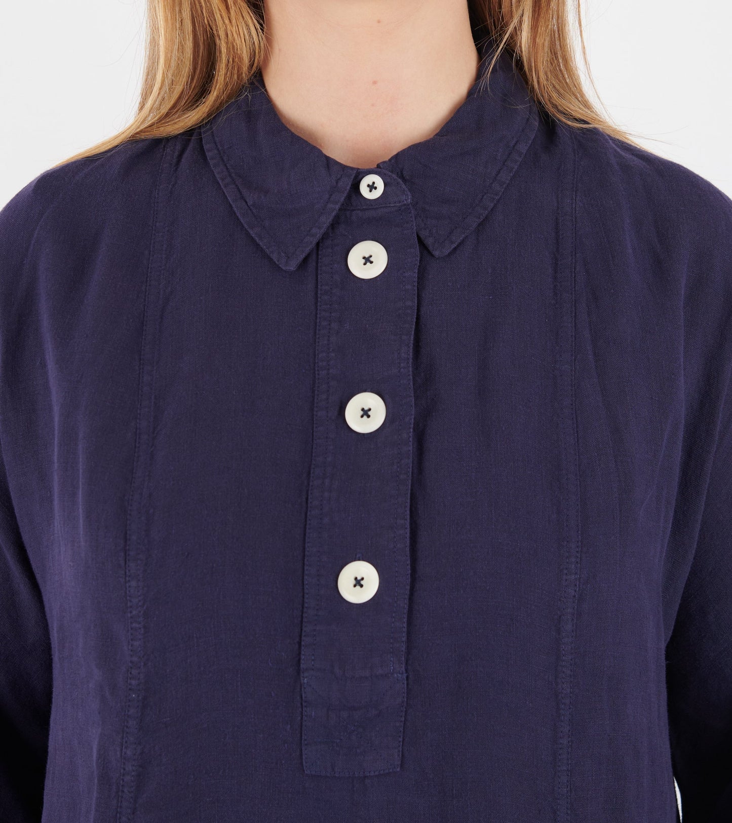 Garment Dyed Linen Tunic Dress Blueberry