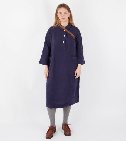 Garment Dyed Linen Tunic Dress Blueberry