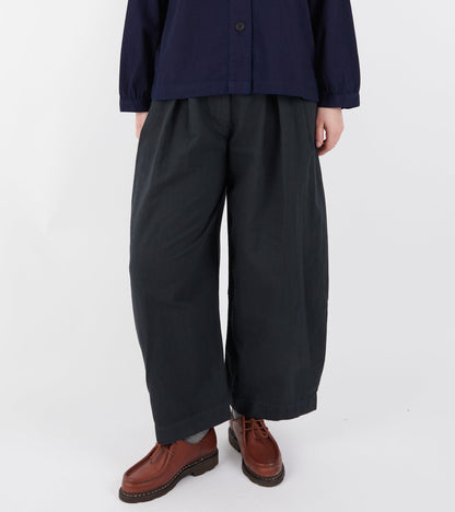 Cotton Linen Canvas Wide Leg Trousers Soft Black