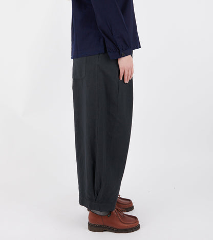 Cotton Linen Canvas Wide Leg Trousers Soft Black