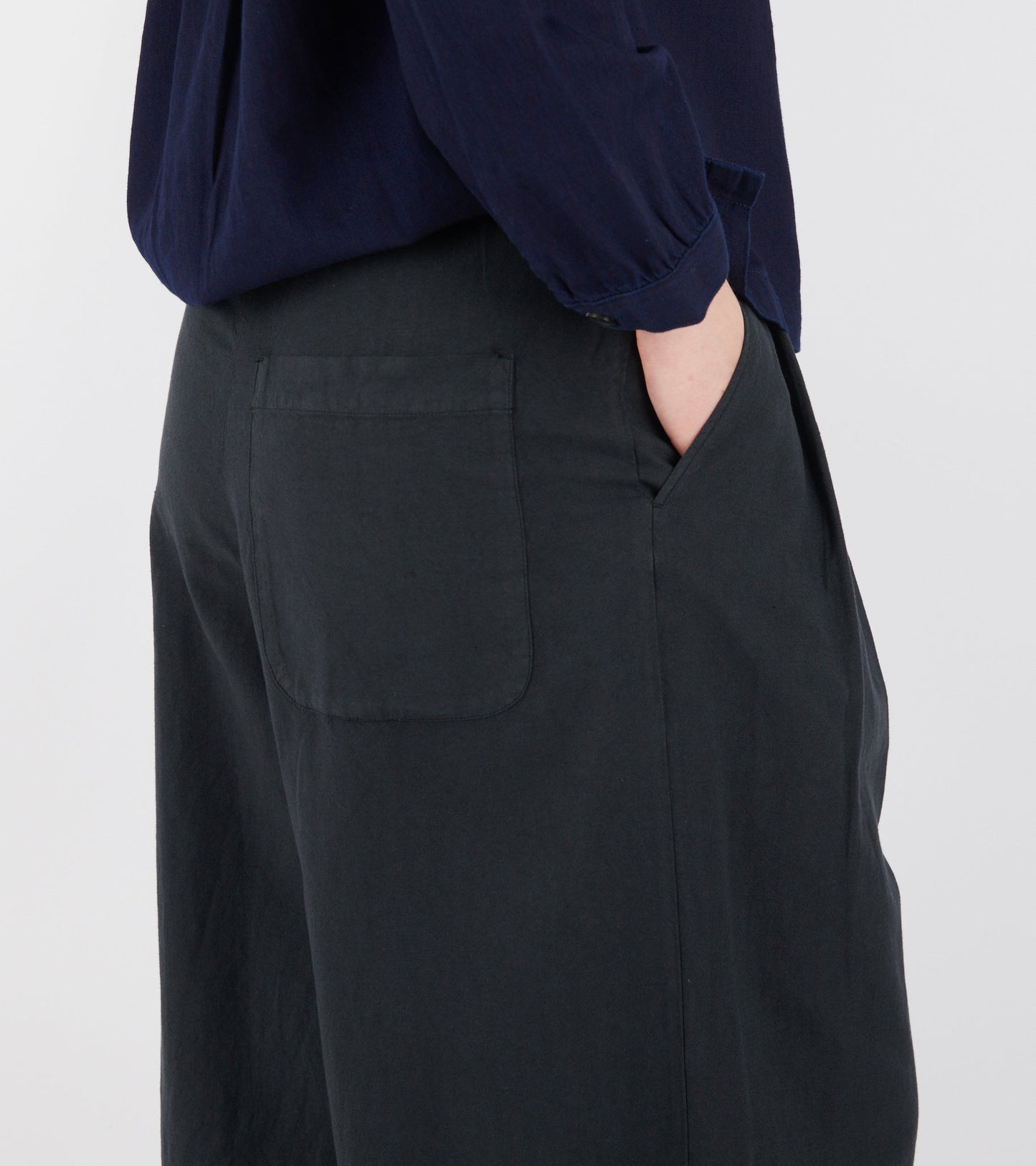 Cotton Linen Canvas Wide Leg Trousers Soft Black