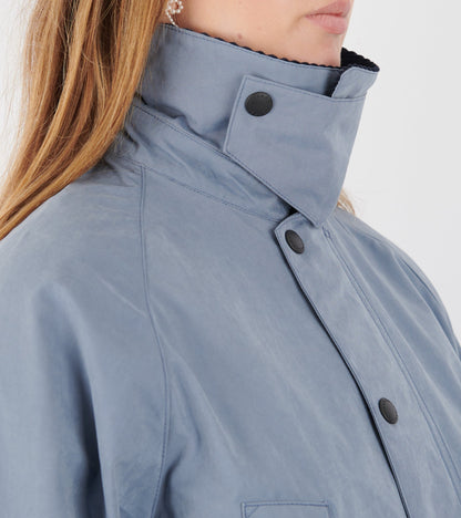 Peached Oversized Bedale Casual Jacket Washed Blue